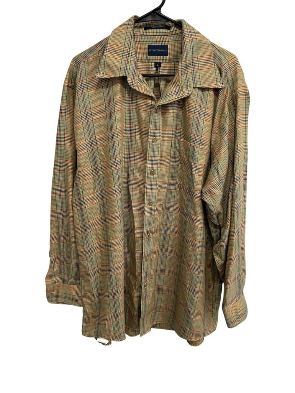 Boyd Thomas Mens Plaid Button-Up Shirt Cotton Wrinkle-Free Comfort Sz XL